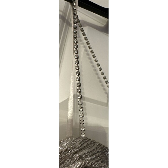 Arden B Vintage Glitter Dress L Large Gold Silver Ruffles Rhinestone Straps - Picture 8 of 16